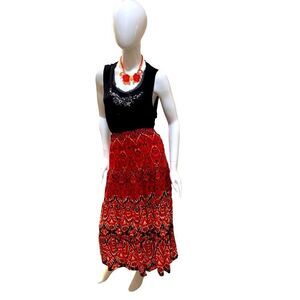 Notations of Indianland Ruffle Tierred Maxi Skirt 1X Design Elastic Waist NWT